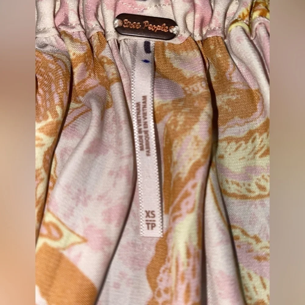 Free People Soli Mini Dress Long Sleeve Women XS Floral Boho Hippie 70'S